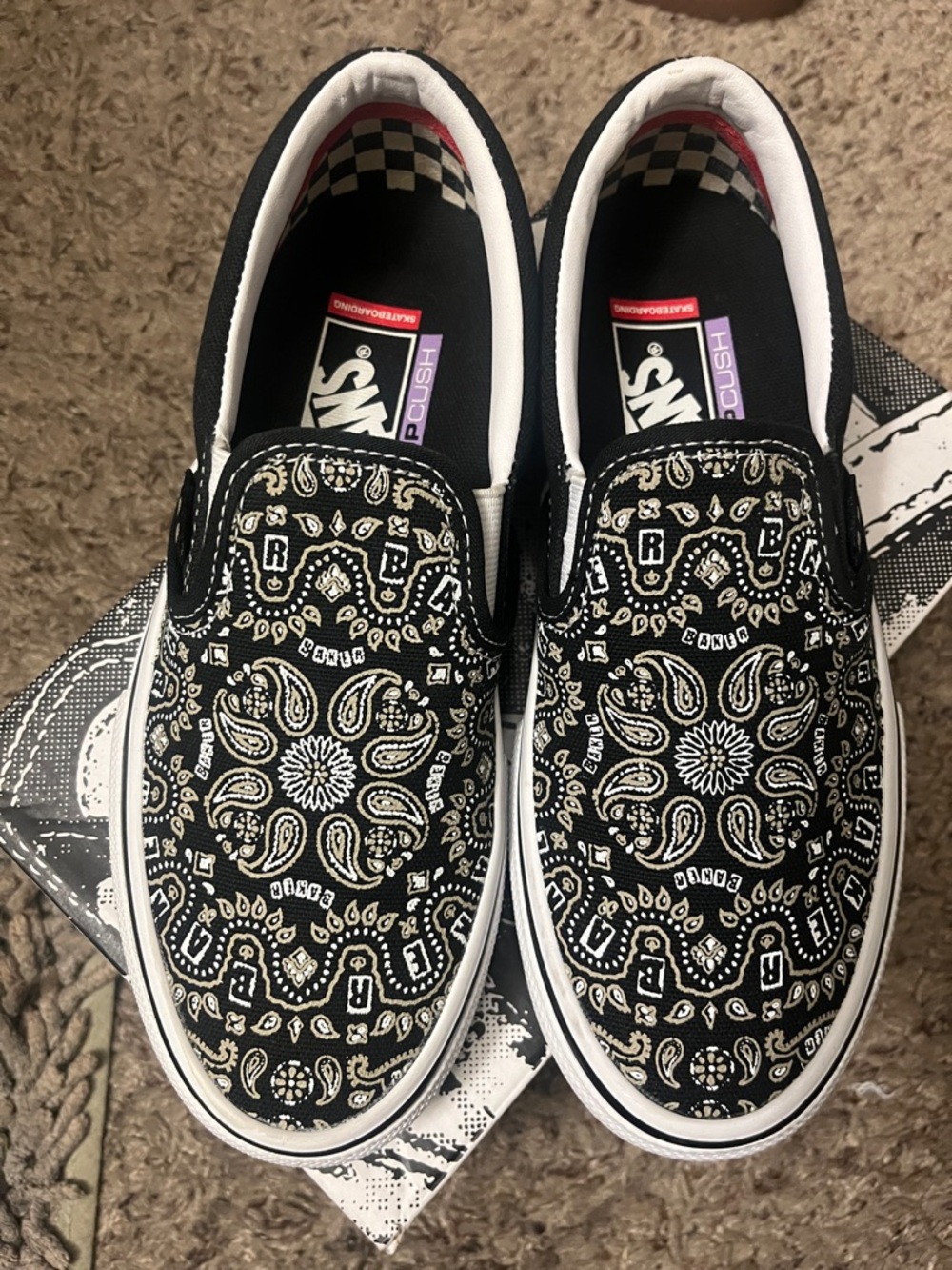 Vans Baker Bandana Skate Slip-On in Black